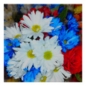 Helder wit en blauw blauw bladerlijk mengsel Poste Perfect Poster (Voorkant)