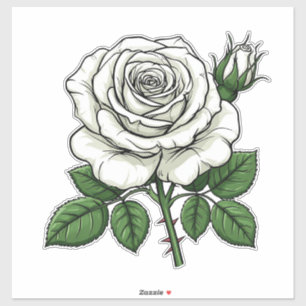 Helder Witte Roos Sticker