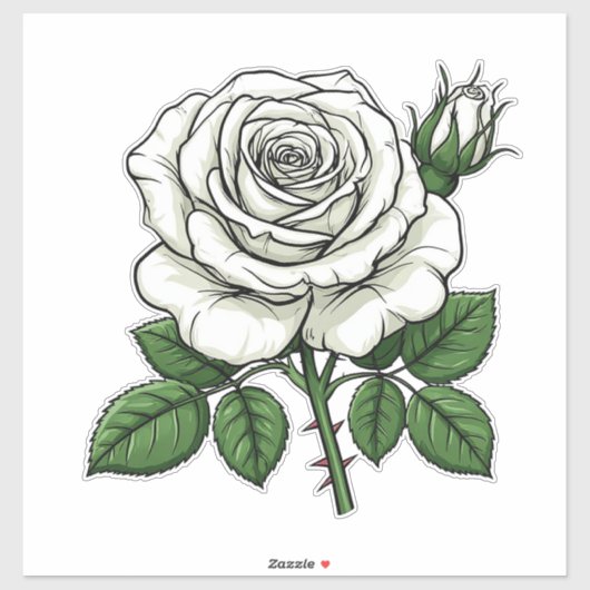 Helder Witte Roos Sticker (Vel)