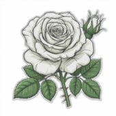 Helder Witte Roos Sticker (Voorkant)
