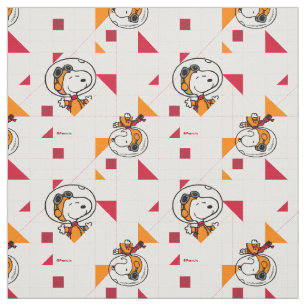 Helder Witte Snoopy Astronaut Geometrisch Stof