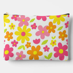 Helder Zomer Bloemmotief Retro Roze en Gele Patron Etui