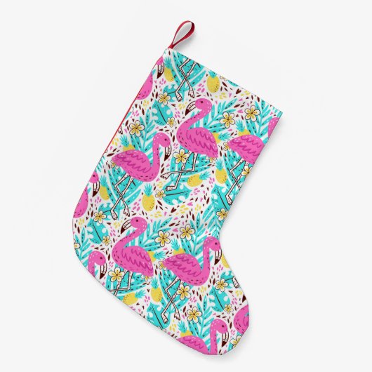 Helder zomerpatroon met flamingo, harten, ijs-c kleine kerstsok (Voorkant (Hangend))