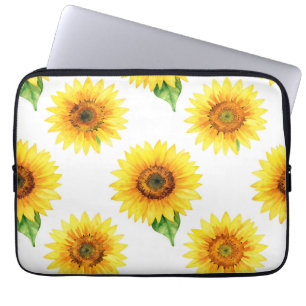 Helder Zonnebloem Watercolor Naadloos Patroon Laptop Sleeve
