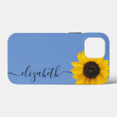Helder Zonnebloempaustnaam Blauwe iPhone-draagtas Case-Mate iPhone Case (Achterkant (horizontaal))