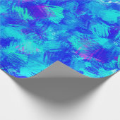 Helderblauw Abstract penseelstreken ontwerp Cadeaupapier (Hoek)