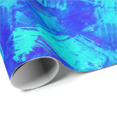 Helderblauw Abstract penseelstreken ontwerp Cadeaupapier (Rol Hoek)