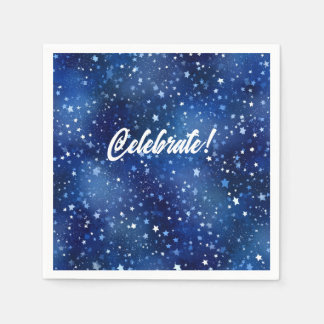 Helderblauw besneeuwd winterontwerp servet