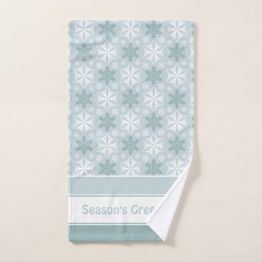 Helderblauw, Blauwgroen wit snowflake patroon Bad Handdoek (Handdoek)