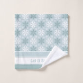 Helderblauw, Blauwgroen wit snowflake patroon Bad Handdoek (Wasdoekje)