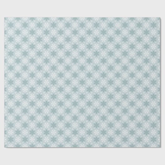 Helderblauw, Blauwgroen wit snowflake patroon Cadeaupapier (Vlak)