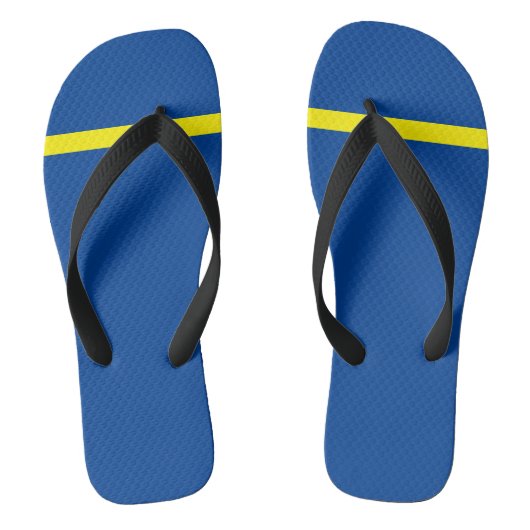 Helderblauw en geel teenslippers (Voetbed)