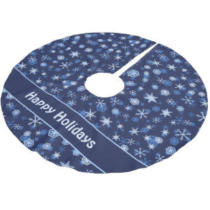 Helderblauw en winterwit Snowflake patroon Kerstboom Rok