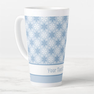 Helderblauw en winterwit Snowflake patroon Latte Mok