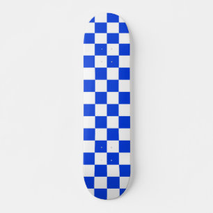 Helderblauw en wit gecontroleerd patroon skateboard