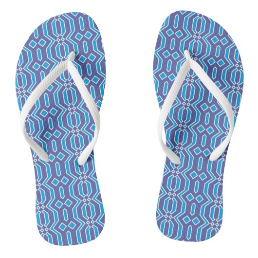 Helderblauw en wit Patroonpatroon Teenslippers (Voetbed)