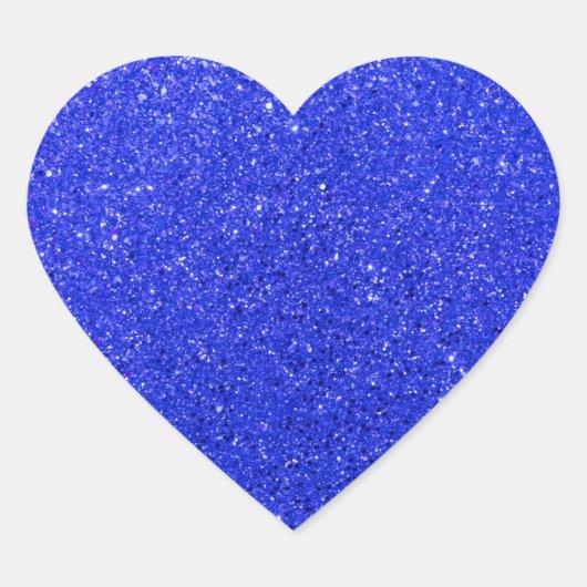 Helderblauw glitter hart sticker (Voorkant)