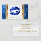 Helderblauw glitter Lips en legant Gold 2 Visitekaartje (Voorkant / Achterkant)