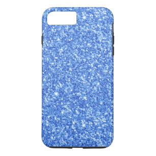 Helderblauw glitterpatroon 	iPhone 8 plus / 7 plus hoesje