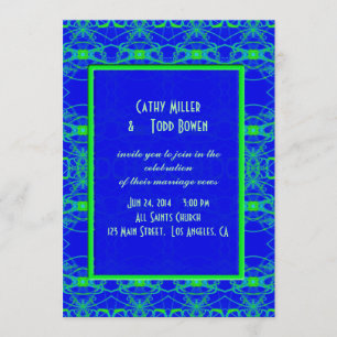 Helderblauw groen patroonhuwelijk kaart