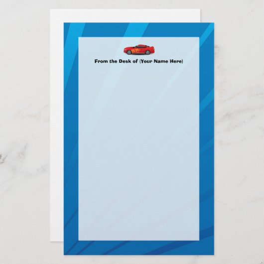 Helderblauw met rode sportauto's Kinder jongens Briefpapier (Voorkant / Achterkant)