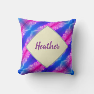Helderblauw Neon Paars Stripe Vivid Abstract Kussen