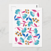 Helderblauw roze Abstract Briefkaart (Voorkant / Achterkant)