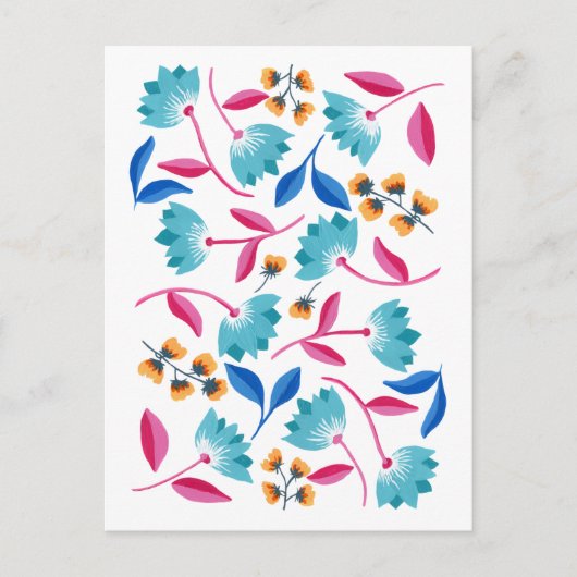 Helderblauw roze Abstract Briefkaart (Voorkant)