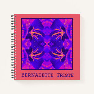 Helderblauw roze geometrisch naadloos patroon notitieboek