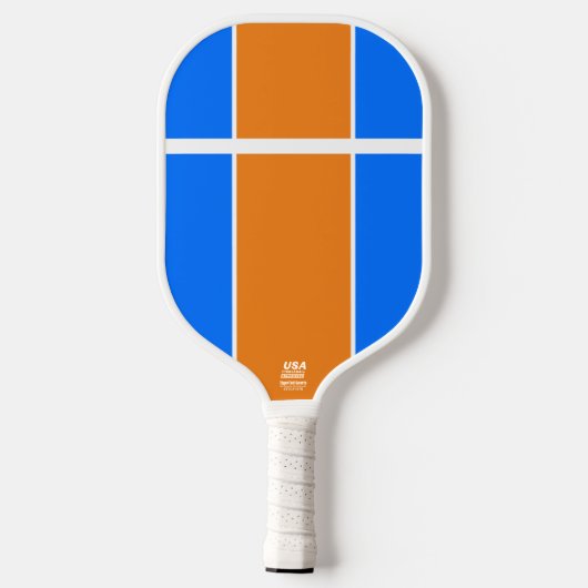 Helderblauw Tangerine Sinaasappel Witte Racing Str Pickleball Paddle (Achterkant)