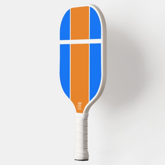 Helderblauw Tangerine Sinaasappel Witte Racing Str Pickleball Paddle (Links)