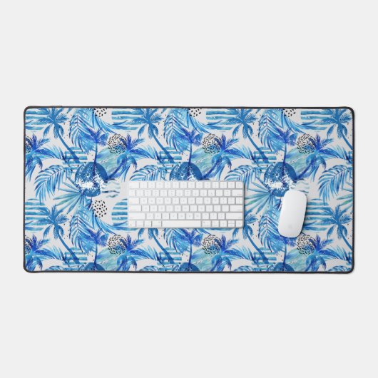 Helderblauw tropisch Waterverf Bureaumat (Keyboard & Muis)