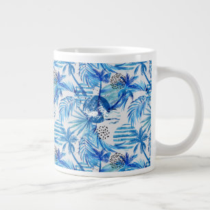 Helderblauw tropisch Waterverf Jumbo Mok