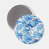Helderblauw tropisch Waterverf Magneet (Voorkant / Achterkant)