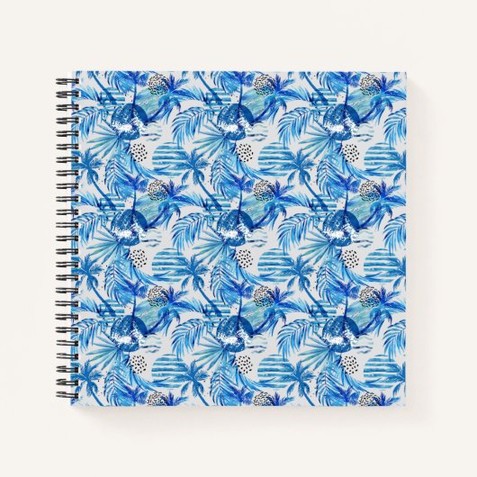 Helderblauw tropisch Waterverf Notitieboek (Voorkant)