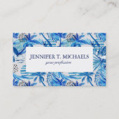 Helderblauw tropisch Waterverf Visitekaartje (Voorkant)