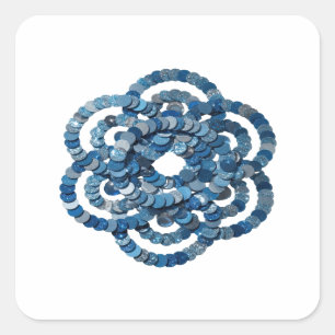 Helderblauwe BLAUWE GLITTERIGE SCHIJVEN VERSIERD M Vierkante Sticker