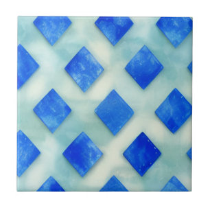 Helderblauwe blauwgroen geometrische kunst tegeltje