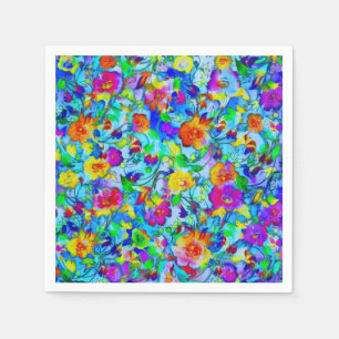 Helderblauwe bloemen servet