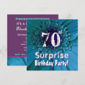 Helderblauwe Daisy 70th Surprise Birthday Sjabloon Kaart (Voorkant / Achterkant)