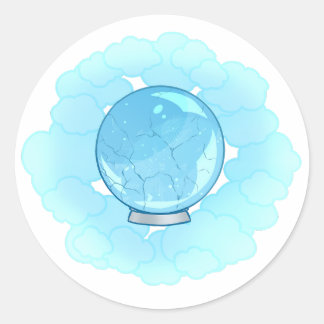Helderblauwe Gebarsten Kristallen Bal Ronde Sticker