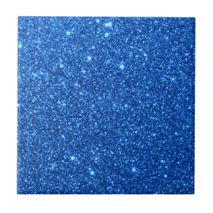 Helderblauwe glitter Sparkles Tegeltje