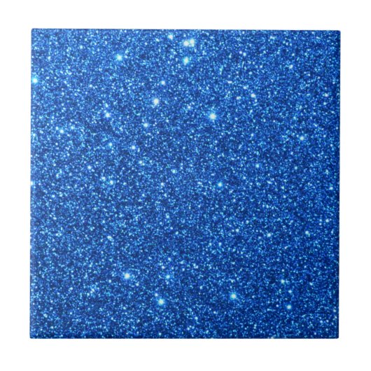 Helderblauwe glitter Sparkles Tegeltje (Voorkant)