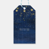 Helderblauwe & Gouden Sterrenhemel Feestartikel Cadeaulabel (Voorkant)