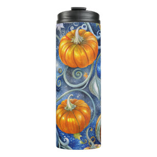 HELDERBLAUWE & ORANJE HERFST HERFSTPOMPOENEN THERMOSBEKER