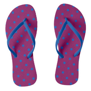 Helderblauwe poka-punten op het Eggplant-patroon Teenslippers