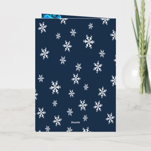 Helderblauwe Rozen Sneeuwvlok Kerstbruiloft Programma (Achterkant)