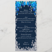 Helderblauwe Rozen Snowflake Kerst Trouwmenu Menu (Voorkant)