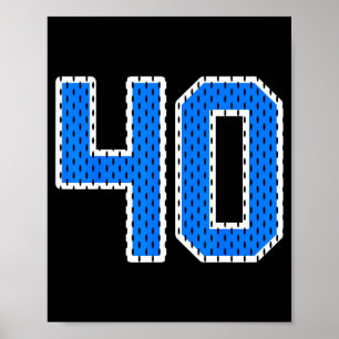 Helderblauwe sportieve shirt met rugnummer 40 poster