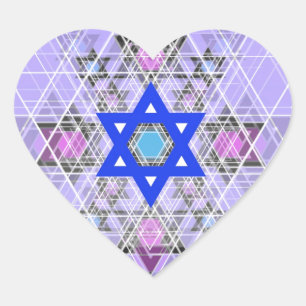 Helderblauwe ster. hart sticker